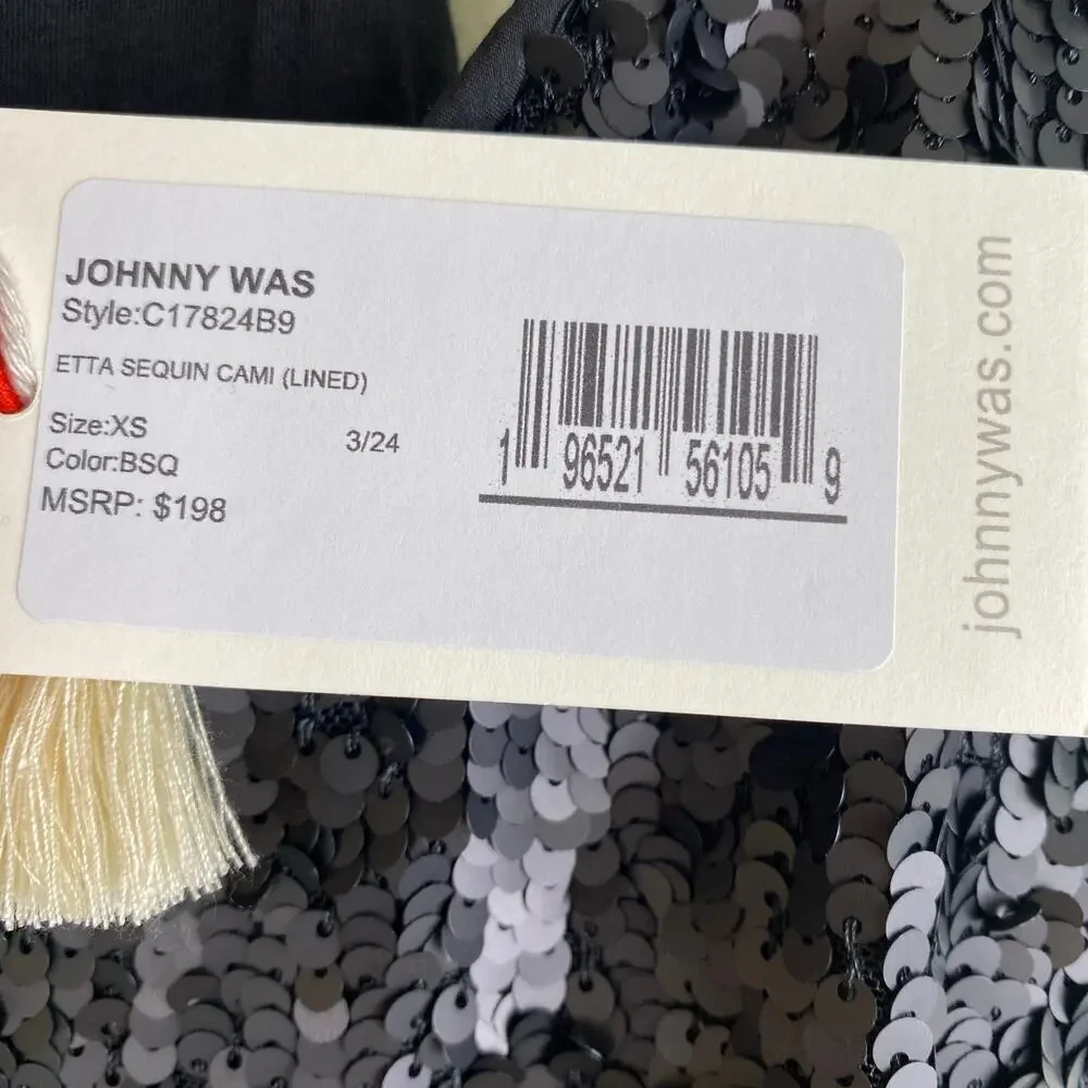 NWT Johnny Was Etta Black Sequin Camisole Tank Size XS - Picture 13 of 16